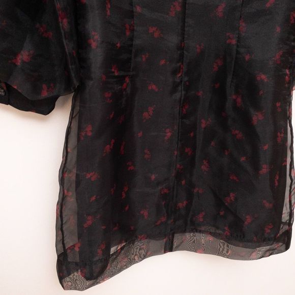 GANNI Floral Print Organza Short Shift Dress in Phantom 252 Size 42 NWT - Picture 11 of 11